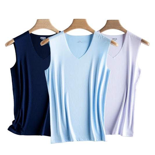 Men's Silk Tank Tops V-Neck - Breathable Comfort